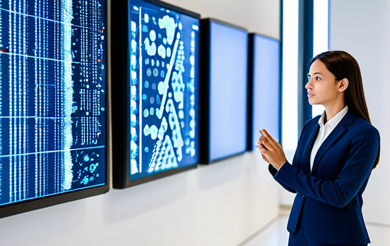 A confident, diverse professional woman in a modest, elegant business suit, fully clothed, appropriate attire. She is standing in a modern, brightly lit AI research lab, thoughtfully observing a large, interactive holographic display. The display projects intricate, glowing abstract representations of linguistic data, such as dynamic parse trees or semantic networks, illustrating complex language structures and the process of computational comprehension. The lab environment is clean, minimalist, and high-tech, with subtle blurred background elements. Soft, professional studio lighting illuminates the scene. Perfect anatomy, correct proportions, natural pose, well-formed hands, proper finger count, natural body proportions. High-resolution, sharp focus, vibrant colors, professional photography style. Safe for work, appropriate content, family-friendly.