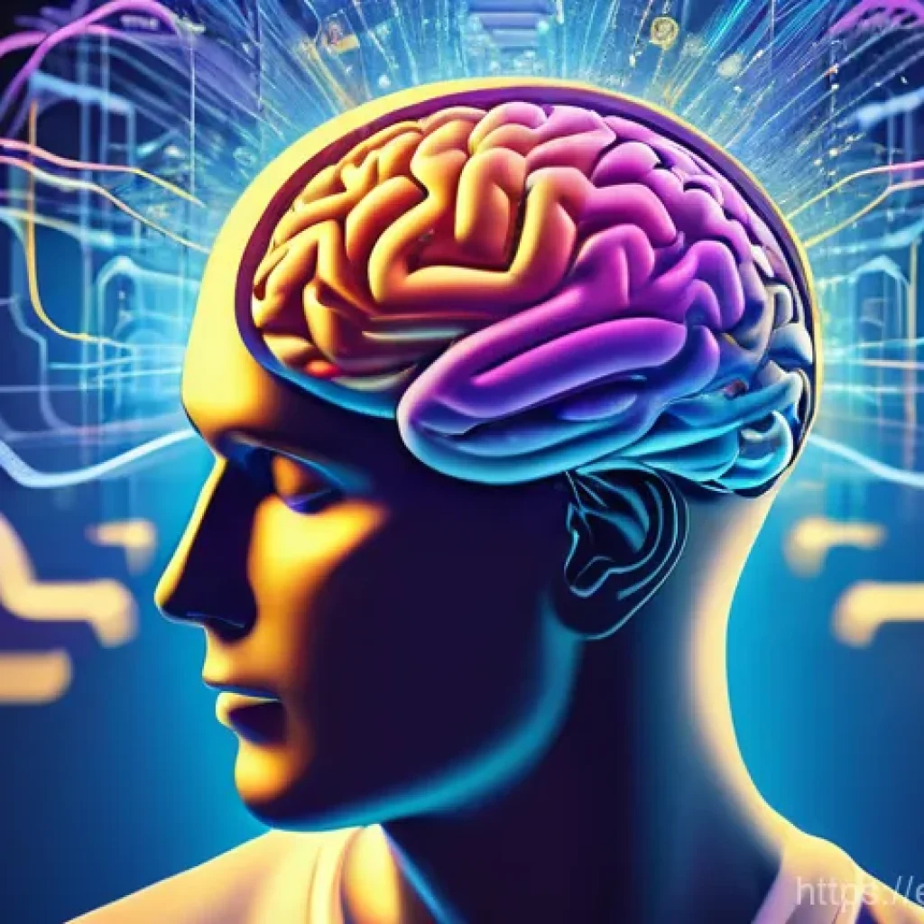 언어와 인지과학 - **Prompt:** A dynamic, visually stunning abstract representation of the human brain as a vibrant "ne...