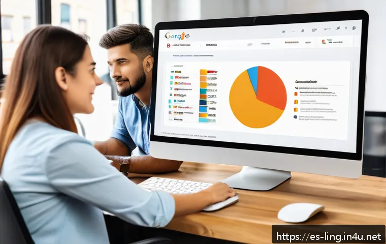 검색 엔진 최적화 SEO - A modern digital marketing office scene focused on SEO strategy for Spanish-speaking users, featurin...